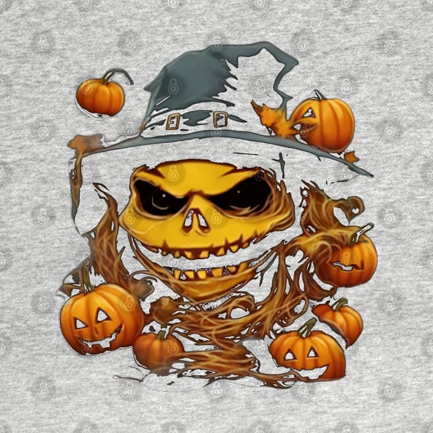 halloween scary evil pumpkin funny pumpkin head by masterpiecesai